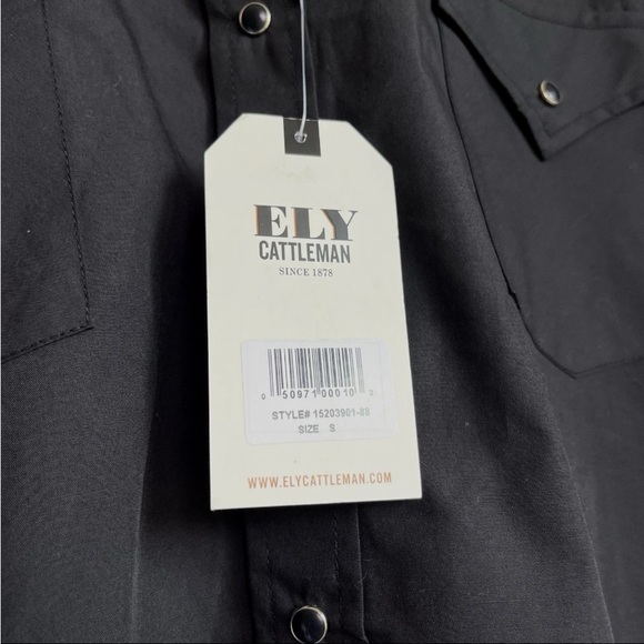 Ely Cattleman Shirt Pearl Snap Mens Sz S Rockabilly Rose Embroidery Yoke NWT - Picture 9 of 14